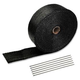 Wj1406 Fgjqefg Black 2 Inch X 50ft Exhaust Header Heat Wrap Roll With 10pcs Stainless Steel Locki
