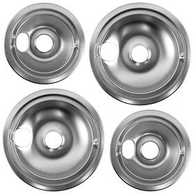 Frigeswift Wb31t10010 Wb31t10011 Chrome Drip Pans Set 4 Pack - 2x6 Inch And 2x8 Replacement