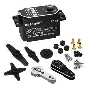 Hobby Fans Bls4355 55kg Low Profile Brushless Servo With 2pcs 25t Horn All Metal Ip67 Wate