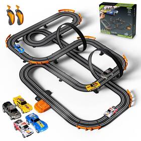 Ta64-21 Jumplanma Slot Car Race Track Set Electric Or Battery Powered Racing For Kids