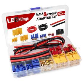 Xt60 Ledvillage 941620332611 52pcs T-plug / Ec3 Male And Female Plug Adapter Connectors Kit 14 Awg Si