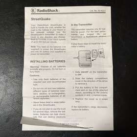 60-4223 Radioshack Manual Radio Shack Streetquake Rc Truck Remote-controlled Car Instructions M1