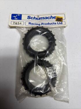Schumacher T654 Vintage 1/10 Cat Front Tires Rim Spike New Old Stock