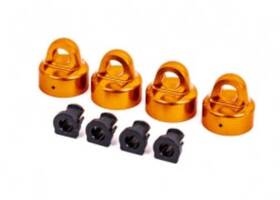Tra9664t Traxxas L.p. Shock Caps Aluminum Orange-anodized Gtx Shocks 4 / Spacers For Sledge