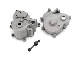 Tra5181 Traxxas Gearbox Halves Front And Rear / Rubber Access Plug/