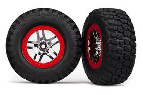 Traxxas Tra5877r 2wd Front Sct Chrome And Red Wheels S1 Compound Bfg Tires 2 12m