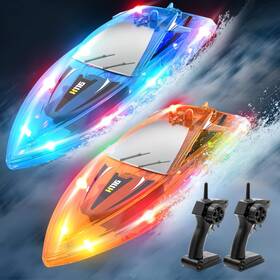 H116 Yeetftc 2pack Led Light Rc Boat Remote Control Pool Water Toys For Kids Ages 8-12 Adu