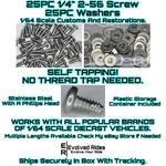 50PC Set 1/4TH 2-56 Screw Self Tap For 1/64 Scale Customs Restorations Hot Wheel. Fixed Price $5.49.