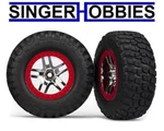 Traxxas 6873R Bfgoodrich Tires & Splitspoke Red Beadlock Style Wheels Slash TRA1. Fixed Price $25.95.