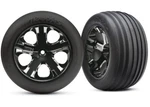 Traxxas 3771A Front All-star Bk Chrome Wheels W/ribbed Tires (2) Rustler Vxl XL5. Fixed Price $26.95.