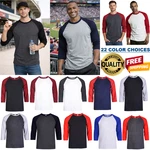Premium Cotton T-shirt Baseball Raglan Team Sport Jersey Tee 3/4 Sleeve Men's. Fixed Price $22.43.
