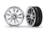Traxxas Drag Slash Front Wheels, Weld Chrome. Fixed Price $14.00.