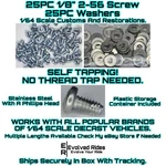 50PC Set 1/8TH 2-56 Screw Self Tap For 1/64 Scale Customs Restorations Hot Wheel. Fixed Price $5.49.