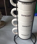 Horizon Group Usa Earthenware White Espresso Cup Set 4-PIECE Food Safe Round. Fixed Price $12.50.