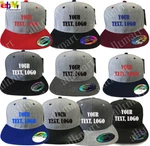 New Printed Text Logo Custom Personalized Flat Bill Premium Snapback Hat Cap. Fixed Price $19.99.