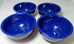 Set Of 4 Enamelware Graniteware Metal Bowls For Soup Cereal Chili Stew - Camping. Fixed Price $29.97.
