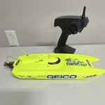 Pro Boat Miss Geico Rc Catamaran Yellow Electric With Controller. Fixed Price $250.00.