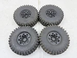 4X Used Unknown Brand 1/10 Crawler Tires 12MM Black Axial Redcat Traxxas 213. Fixed Price $24.99.