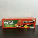 2001 Coca-cola Holiday Dual Classic Carrier Truck W/ 55 & 57 Ford T-birds Nib. Fixed Price $25.00.