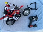 Vintage Radio Shack Dirt Bike Honda CR250R Motorcycle & Stand With Remote. Fixed Price $200.00.