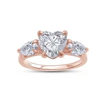 2/5 Ct 7.5MM Heart Shape & 6X4MM Pear Cut Moissanite 3-STONE Engagement Ring. Fixed Price $288.86.