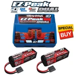 Traxxas 3S 11.1V 6400 25C Lipo Battery (2) W/ Ez-peak Plus Dual Charger. Fixed Price $369.85.