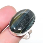 Black Tiger Eye Gemstone Handmade 925 Sterling Silver Jewelry Ring Size S682. Fixed Price $8.99.