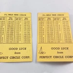 1960'S Indy 500 2.5 Miles Time Check Track Chart Cards Perfect Circle Crop. Fixed Price $34.50.