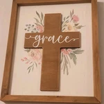 Hobby Lobby Grace Cross Floral Framed Wooden Wall Plaque Farmhouse Decor. Fixed Price $10.00.
