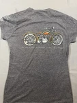 Women Harley Davidson Museum T-shirt L/dark Heather Gray W/red+bike. Fixed Price $7.50.