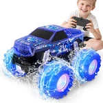 Drefirsa Blue Monster Truck Toy, Amphibious Remote Control Car, 4WD All Terrain. Fixed Price $68.59.