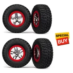 Traxxas Tires/whls Assembled Red Beadlock Front Rear : Slash Ford Raptor. Fixed Price $49.90.