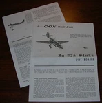Cox Thimble Drome .049 JU87D Stuka Dive Bomber Manual Flight Instructions. Fixed Price $9.99.