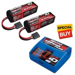 Traxxas 3S 11.1V 6400 25C Lipo Battery (2) W/ Ez-peak Plus Fast Charger. Fixed Price $309.85.