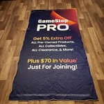 "gamestop Pro" - Exclusive Promotional Fabric Banner 4FT 7FT. Fixed Price $29.99.