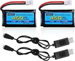 2PCS 3.7V 450MAH 30C Lipo Battery With Usb Charging Cable Molex Plug Compatible. Fixed Price $21.43.