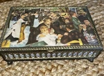 Vintage Japan Silk Top Jewelry/casket Box Renoir's Bal Du Moulin De La Galette. Fixed Price $20.00.