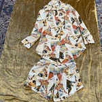 Custom Made Pete Sized Women Button Up Blouse And Short Set Soft Party. Fixed Price $39.99.