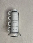 Horizon Group Usa White Earthenware Stackable Espresso Cup Set With Holder. Fixed Price $25.99.