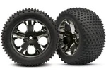 Traxxas 3770A Rear All-star Bk Chrome Wheels W/ Alias Tires (2) Rustler Vxl XL5. Fixed Price $26.95.