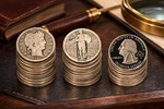 4 Silver Quarters Barber Standing Liberty Washington Proof State 90% Lot. Fixed Price $102.00.