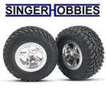 Traxxas 5875 Dual Profile Tire & Beadlock Style Satin Chrome Wheels Slash TRA1. Fixed Price $25.95.