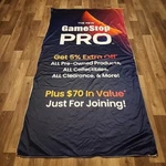 "the New Gamestop Pro" Promotional Fabric Banner - 4FT X 7FT. Fixed Price $29.99.