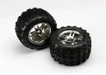Traxxas 5174R Split-spoke 3.8" Chrome Wheels & Talon Tires (2). Fixed Price $33.95.