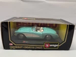 Burago Chevrolet Corvette 1957 Teal 1/24 Scale Diecast Car #1524 W/stand Vtg Nib. Fixed Price $24.95.