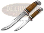 Case Xx Twin Finn Fixed Blade Hunter Knife Set Polished Leather & Sheath 00372. Fixed Price $164.99.