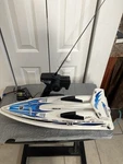 Kyosho 28 Boat Rc Radio Model Racing Cigarette Airstreak - Untested For Parts. Fixed Price $250.00.