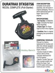Duratrax DTXG0756 Recoil Pull Start Complete Super Tigre G-27CX Engine Nos. Fixed Price $49.99.